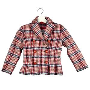 Vintage Lilith Plaid‎ Double Breasted Wool Blend Blazer Kids Jacket